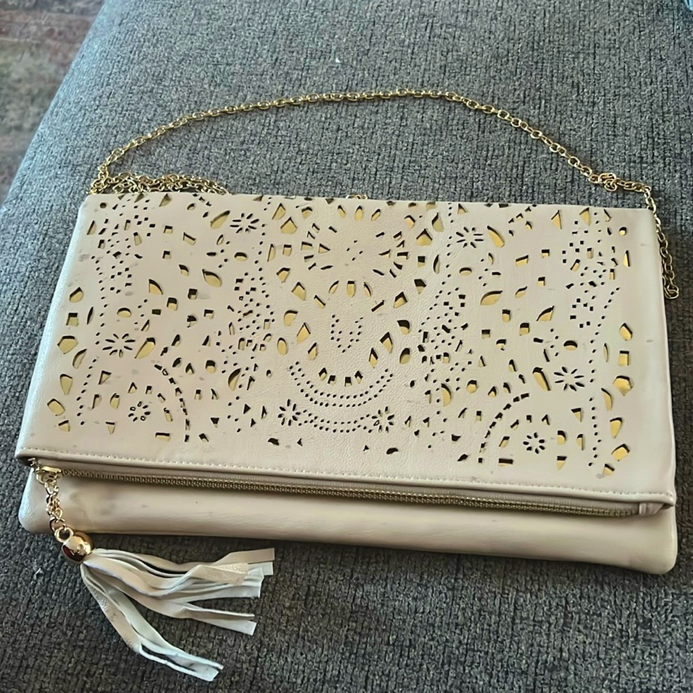 Large vegan leather clutch